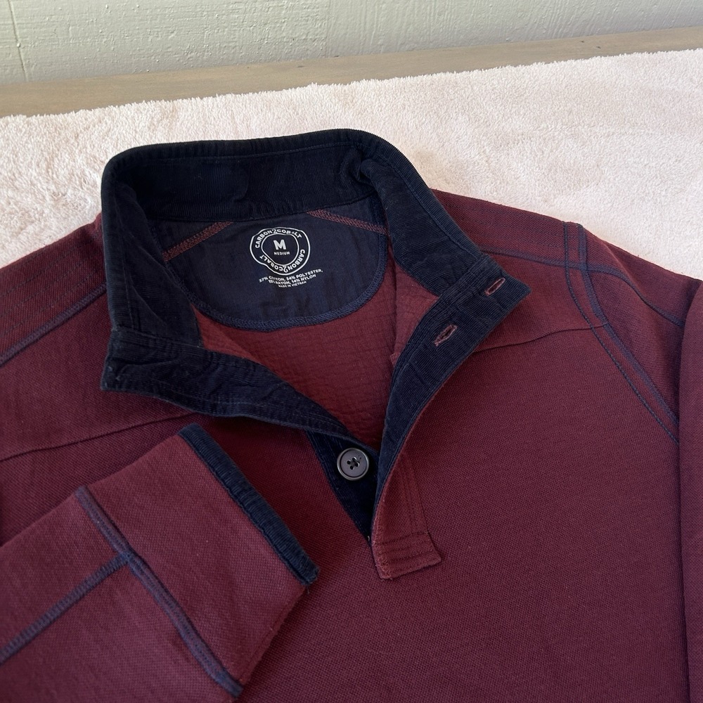 Carbon2Cobalt Sweater Mens Med Maroon Mock Neck Pullover Collar Preppy‎ Henley